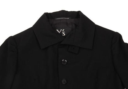 Y's Wool Gabardine Zip Pocket Tail Jacket Black Size 2