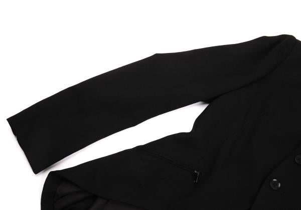 Y's Wool Gabardine Zip Pocket Tail Jacket Black Size 2