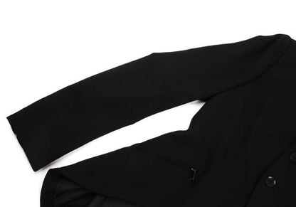 Y's Wool Gabardine Zip Pocket Tail Jacket Black Size 2