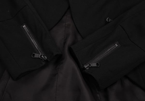 Y's Wool Gabardine Zip Pocket Tail Jacket Black Size 2