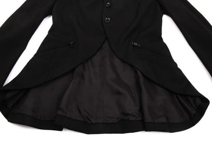 Y's Wool Gabardine Zip Pocket Tail Jacket Black Size 2