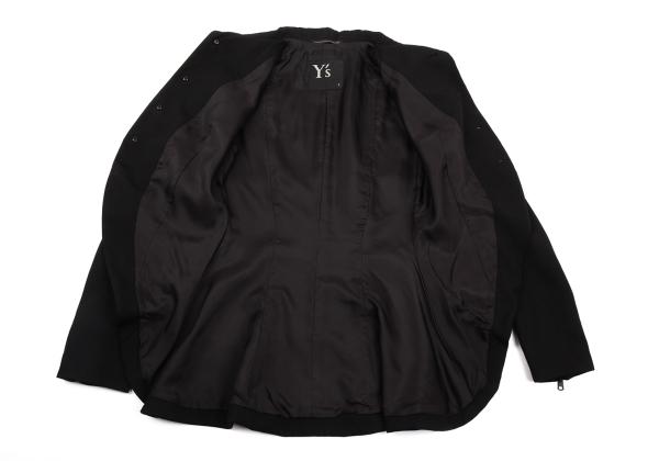 Y's Wool Gabardine Zip Pocket Tail Jacket Black Size 2