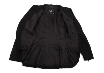 Y's Wool Gabardine Zip Pocket Tail Jacket Black Size 2