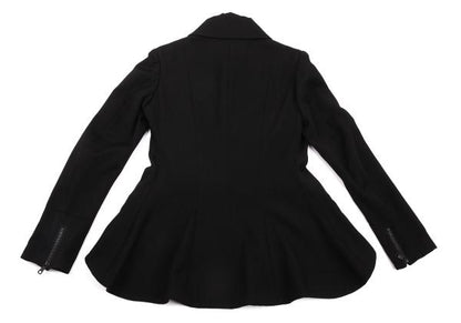 Y's Wool Gabardine Zip Pocket Tail Jacket Black Size 2
