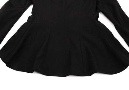 Y's Wool Gabardine Zip Pocket Tail Jacket Black Size 2