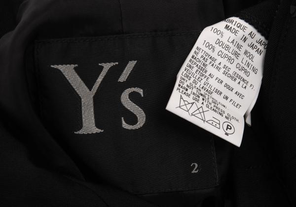 Y's Wool Gabardine Zip Pocket Tail Jacket Black Size 2