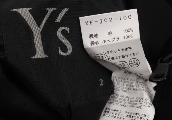 Y's Wool Gabardine Zip Pocket Tail Jacket Black Size 2