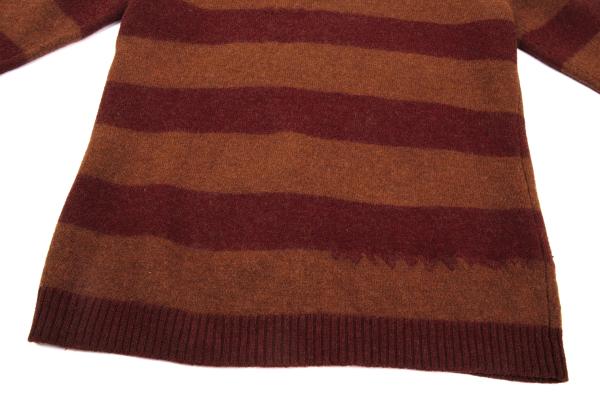 Yohji Yamamoto POUR HOMME Wool Border Sweater Orange Size 3