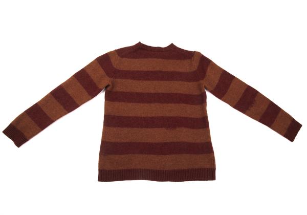 Yohji Yamamoto POUR HOMME Wool Border Sweater Orange Size 3