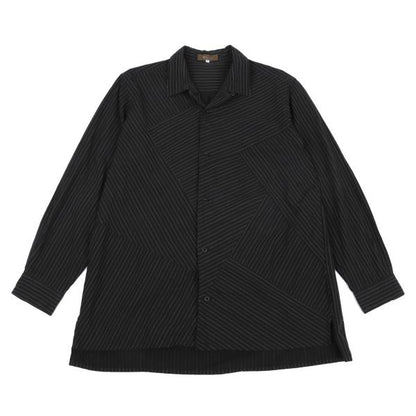 Y's for men Zigzag Stripe Panel Shirt Black Cotton Size 3