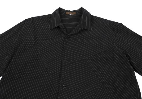 Y's for men Zigzag Stripe Panel Shirt Black Cotton Size 3