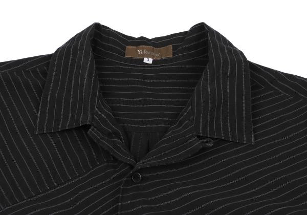Y's for men Zigzag Stripe Panel Shirt Black Cotton Size 3