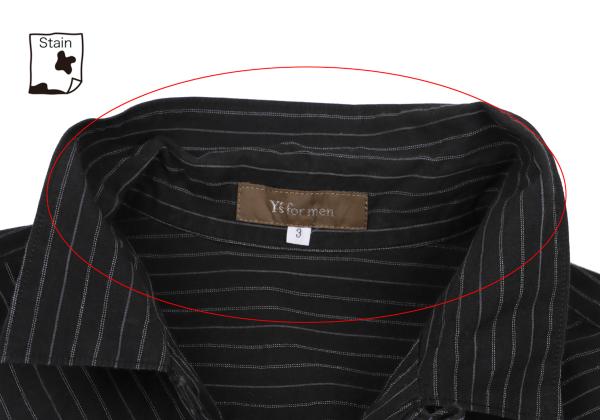 Y's for men Zigzag Stripe Panel Shirt Black Cotton Size 3