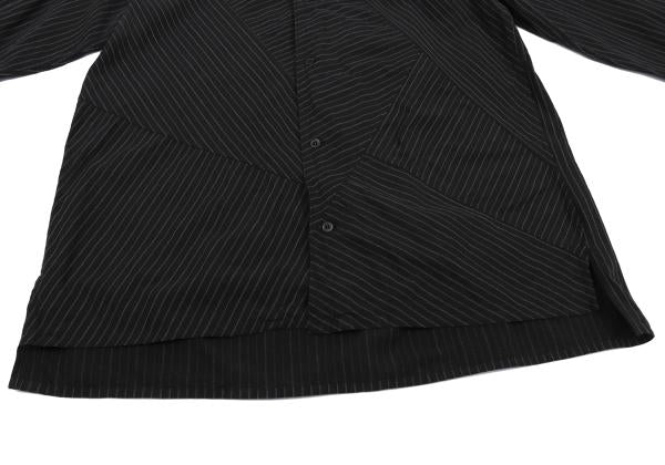 Y's for men Zigzag Stripe Panel Shirt Black Cotton Size 3