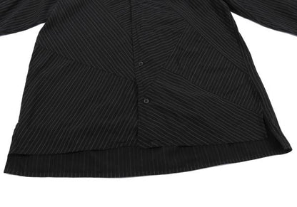 Y's for men Zigzag Stripe Panel Shirt Black Cotton Size 3