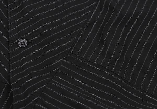 Y's for men Zigzag Stripe Panel Shirt Black Cotton Size 3