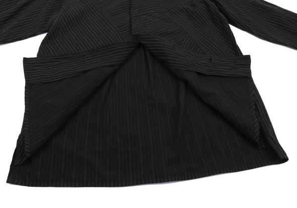Y's for men Zigzag Stripe Panel Shirt Black Cotton Size 3