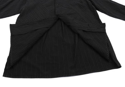Y's for men Zigzag Stripe Panel Shirt Black Cotton Size 3