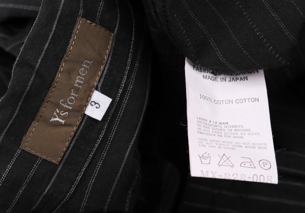 Y's for men Zigzag Stripe Panel Shirt Black Cotton Size 3