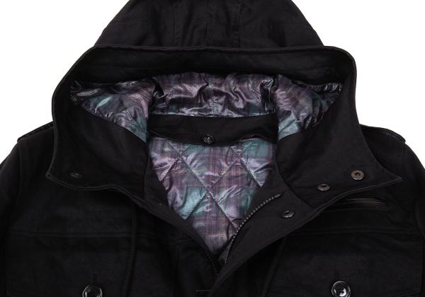 Y-3 Checker Quilted Detachable Hood Jacket Black Size M