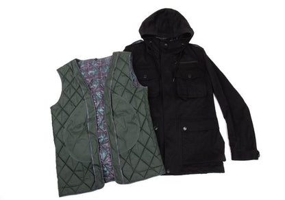 Y-3 Checker Quilted Detachable Hood Jacket Black Size M