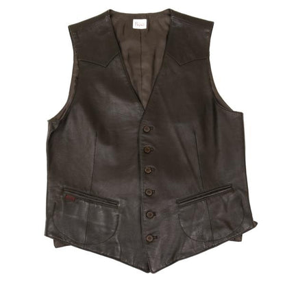 Papas Deerskin Western Yoke Vest Brown Size L