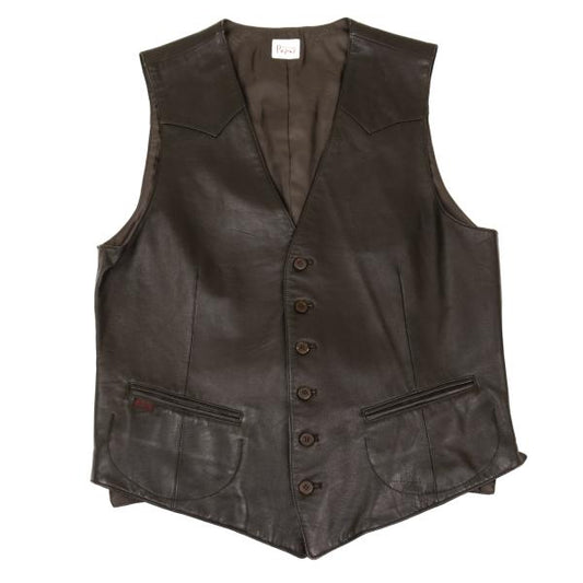 Papas Deerskin Western Yoke Vest Brown Size L