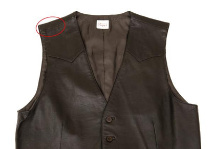 Papas Deerskin Western Yoke Vest Brown Size L