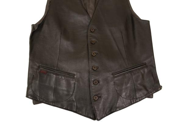Papas Deerskin Western Yoke Vest Brown Size L