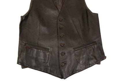 Papas Deerskin Western Yoke Vest Brown Size L