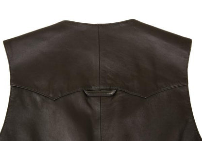 Papas Deerskin Western Yoke Vest Brown Size L