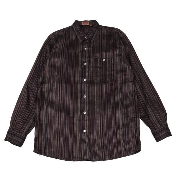 MISSONI Linen Cotton Stripe Long Sleeve Shirt Purple Size 48