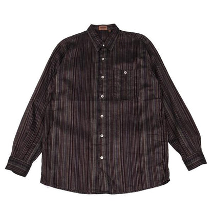 MISSONI Linen Cotton Stripe Long Sleeve Shirt Purple Size 48