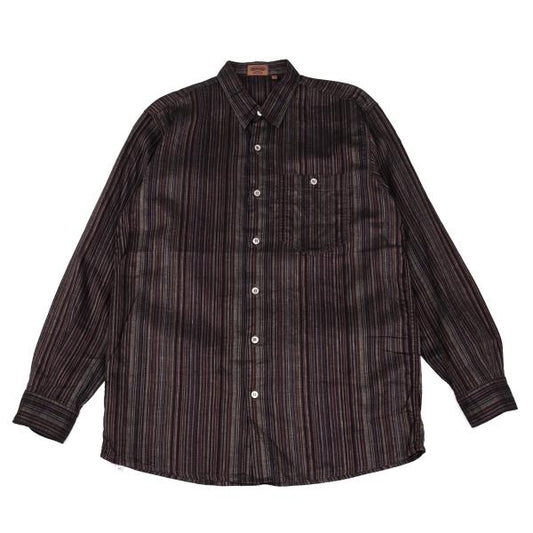 MISSONI Linen Cotton Stripe Long Sleeve Shirt Purple Size 48