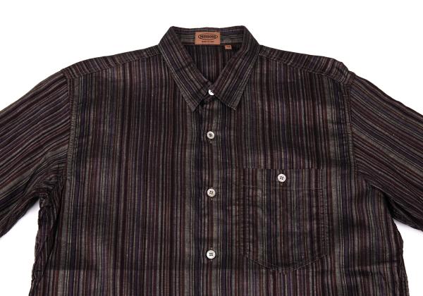 MISSONI Linen Cotton Stripe Long Sleeve Shirt Purple Size 48