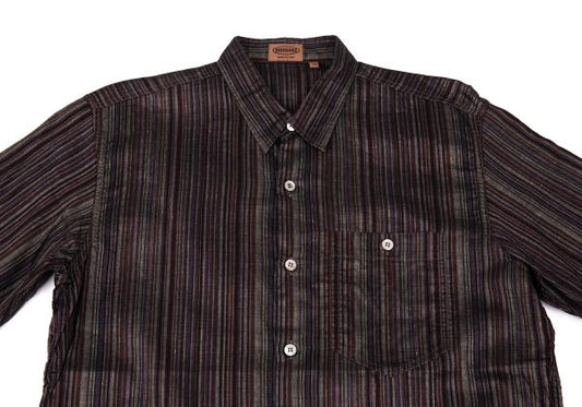 MISSONI Linen Cotton Stripe Long Sleeve Shirt Purple Size 48