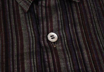 MISSONI Linen Cotton Stripe Long Sleeve Shirt Purple Size 48