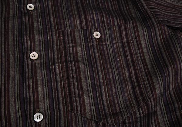 MISSONI Linen Cotton Stripe Long Sleeve Shirt Purple Size 48