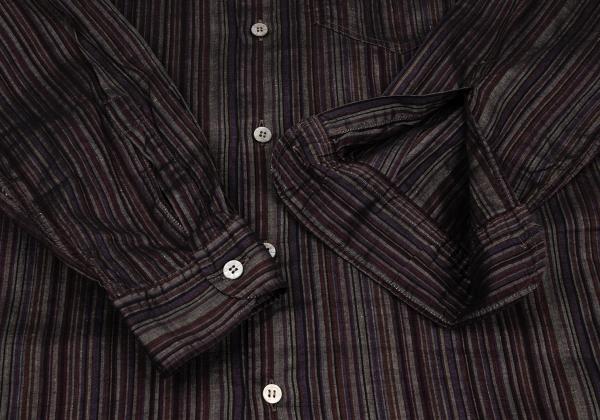 MISSONI Linen Cotton Stripe Long Sleeve Shirt Purple Size 48
