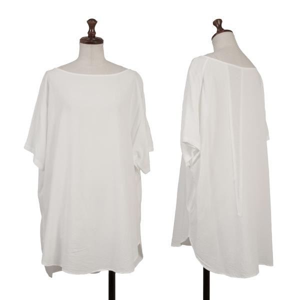 Y's Rayon Crinkle Gauze Panel T-Shirt Off-White Size 2
