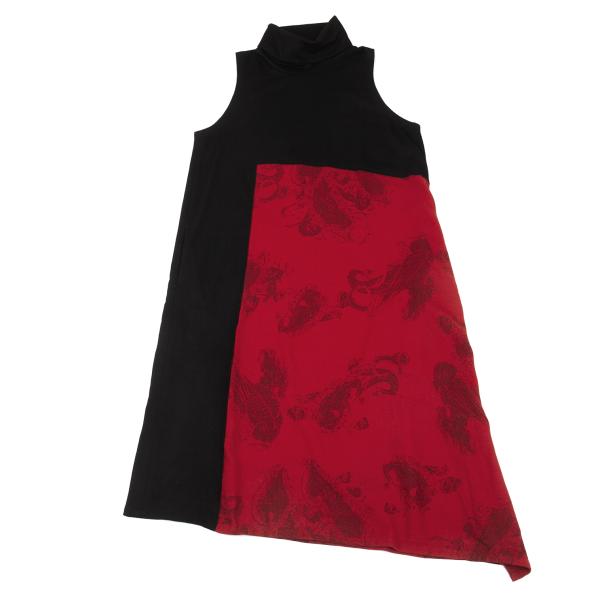 Y's 18AW Wool Paisley Print Paneled Dress Black/Red Size 1