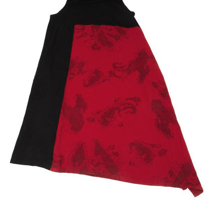 Y's 18AW Wool Paisley Print Paneled Dress Black/Red Size 1
