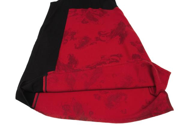 Y's 18AW Wool Paisley Print Paneled Dress Black/Red Size 1