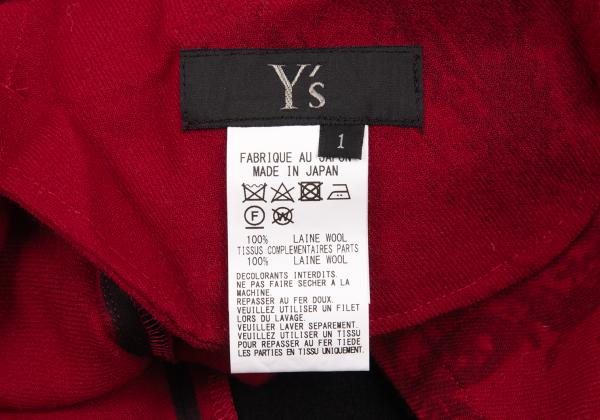 Y's 18AW Wool Paisley Print Paneled Dress Black/Red Size 1