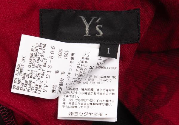 Y's 18AW Wool Paisley Print Paneled Dress Black/Red Size 1