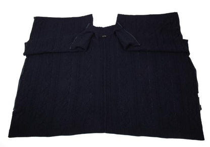 RISMAT by Y's 20AW Wool Zip Cable Knit Poncho Navy Size 2