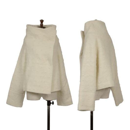 Y's Mohair Wool Blend Snap Knit Jacket Cream Size 2