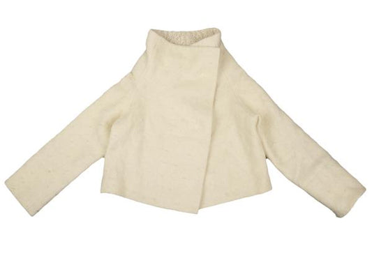 Y's Mohair Wool Blend Snap Knit Jacket Cream Size 2