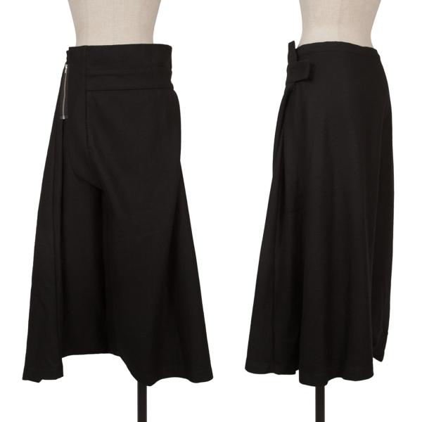 Y's Wool Asymmetrical Half-Wrap Sarouel Pants Black Size 2