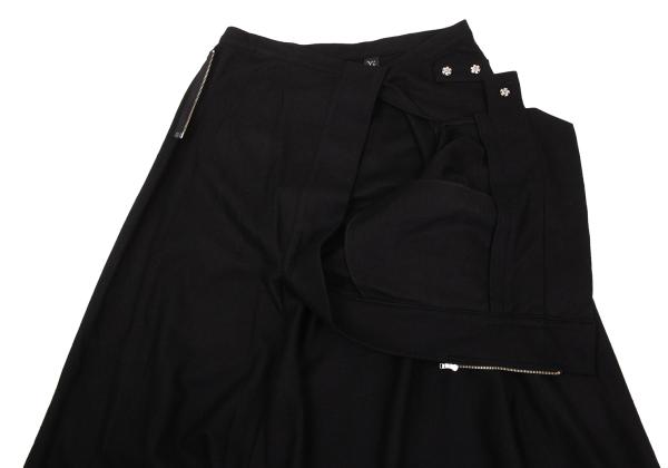 Y's Wool Asymmetrical Half-Wrap Sarouel Pants Black Size 2